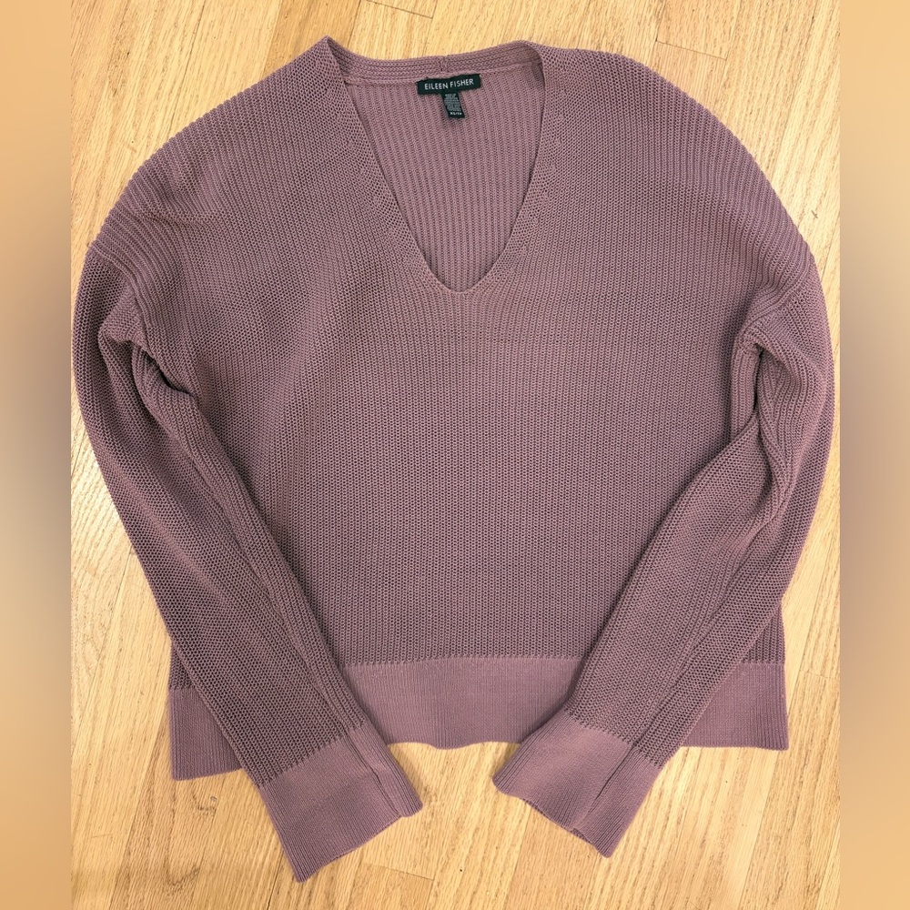 Eileen Fisher Dusty Mauve V-Neck Sweater